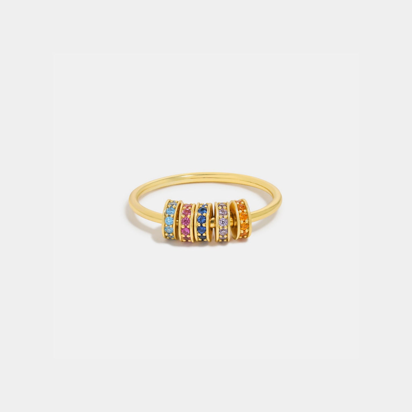 Inlaid Zircon 925 Sterling Silver Fidget Ring