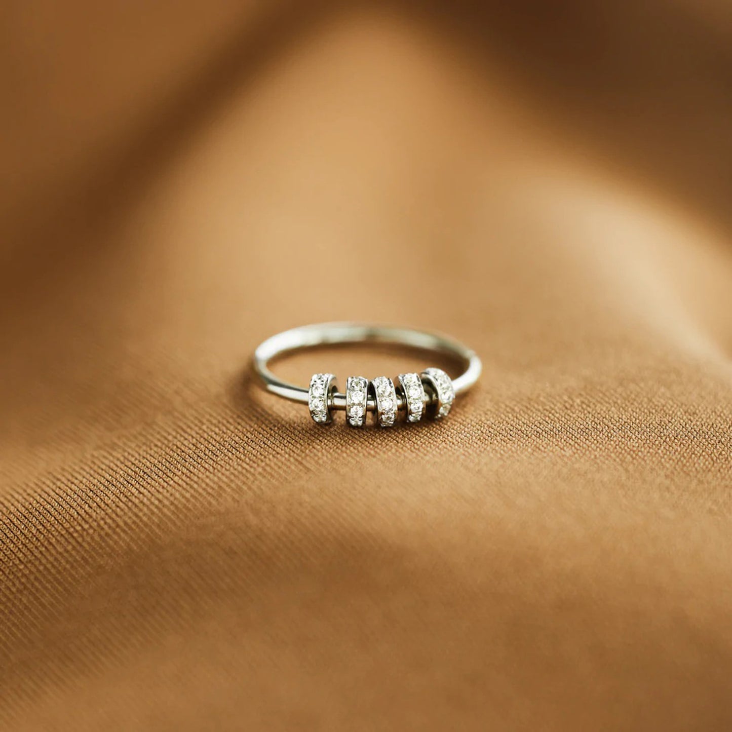 Inlaid Zircon 925 Sterling Silver Fidget Ring