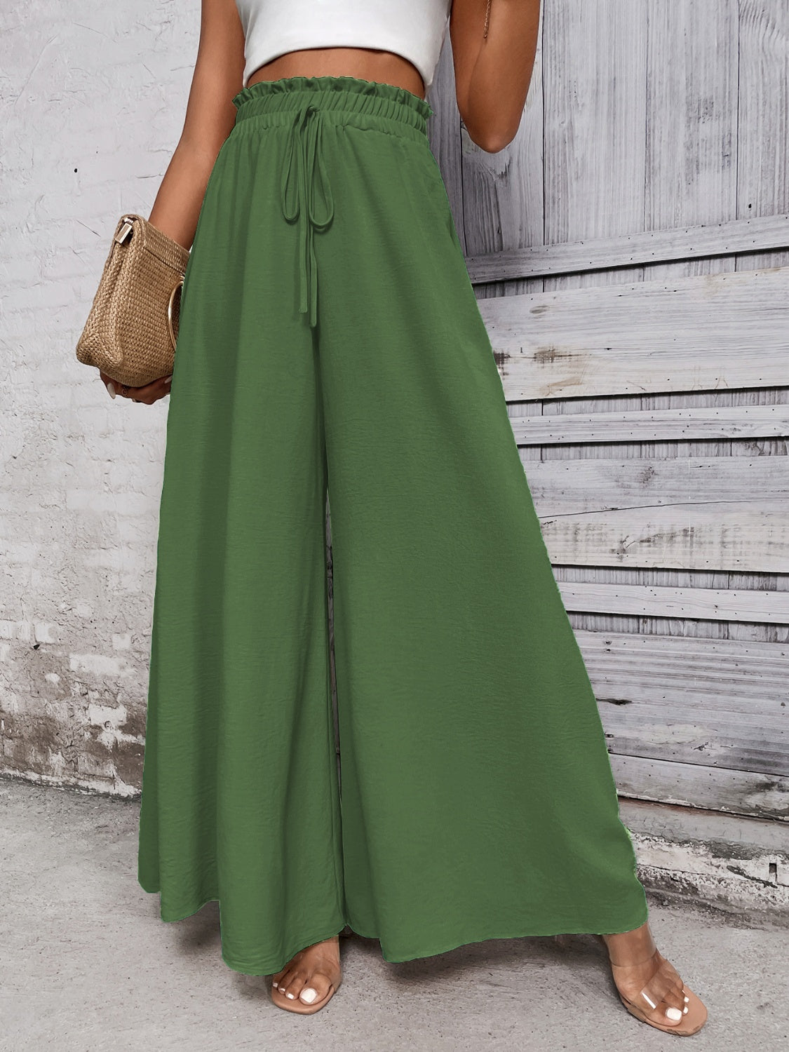 Honey Tied High-Waist Wide-Leg Pants