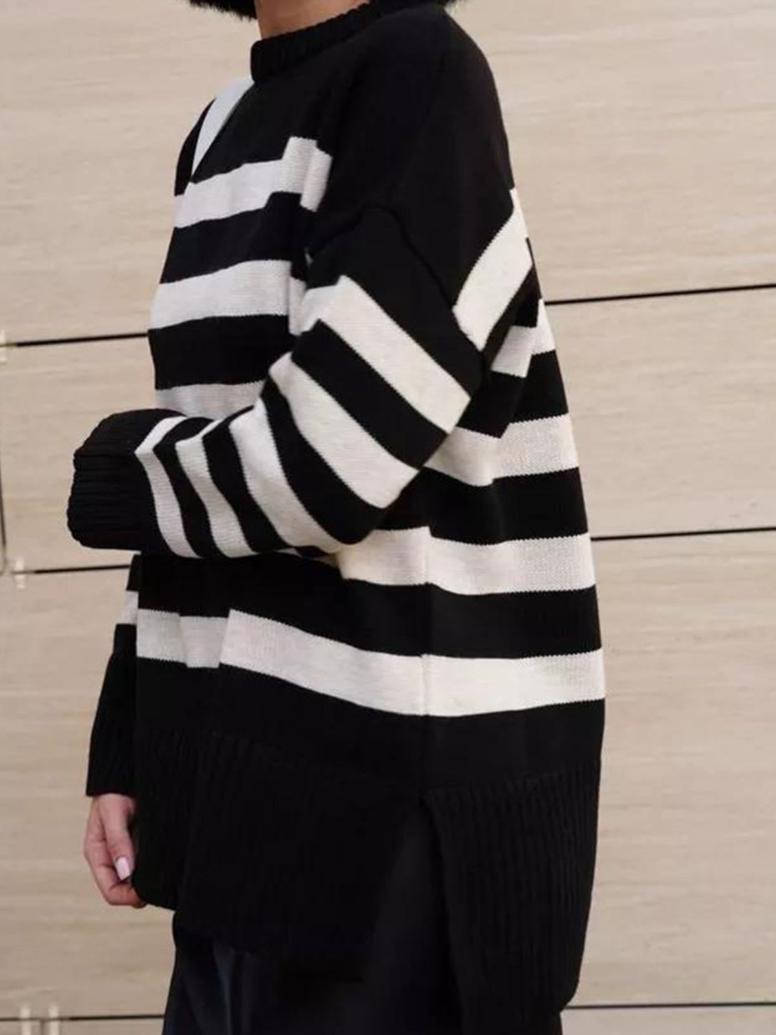 Oversized Striped Crew Neck Sweater