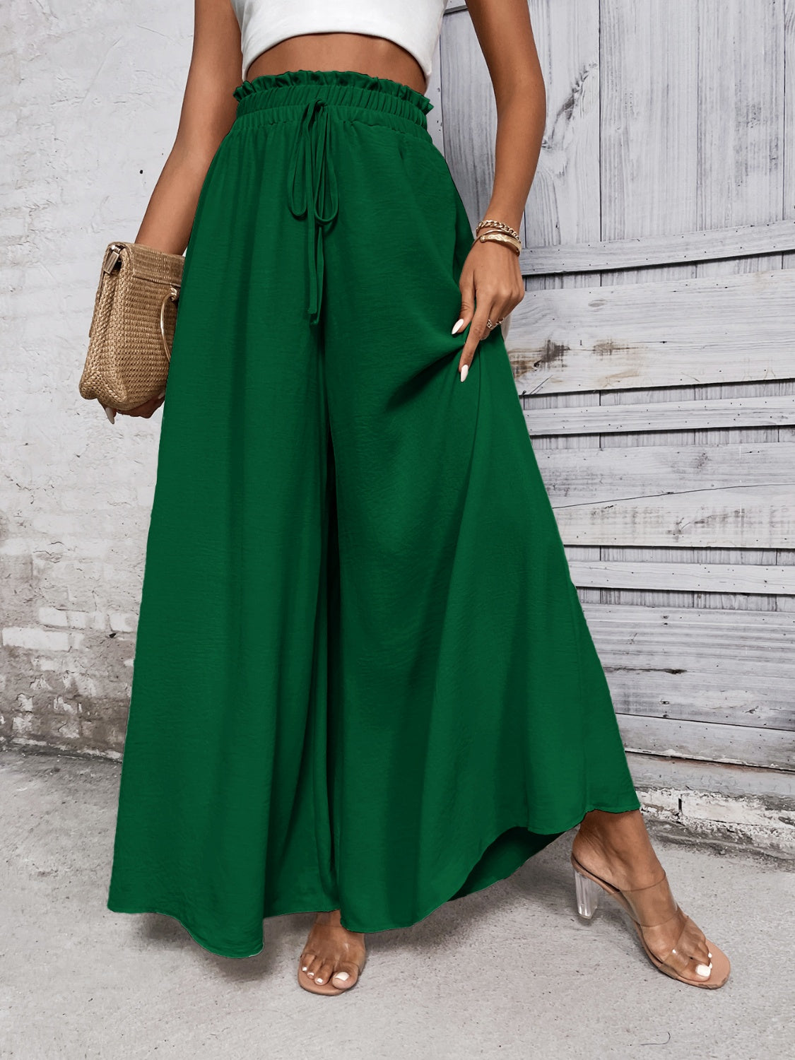 Honey Tied High-Waist Wide-Leg Pants