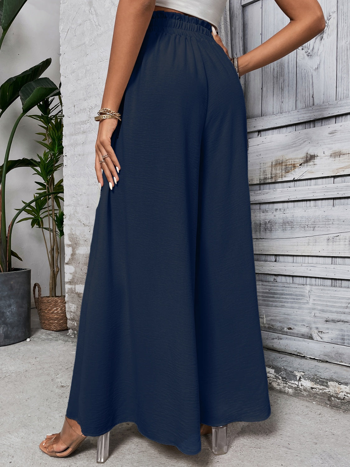 Honey Tied High-Waist Wide-Leg Pants