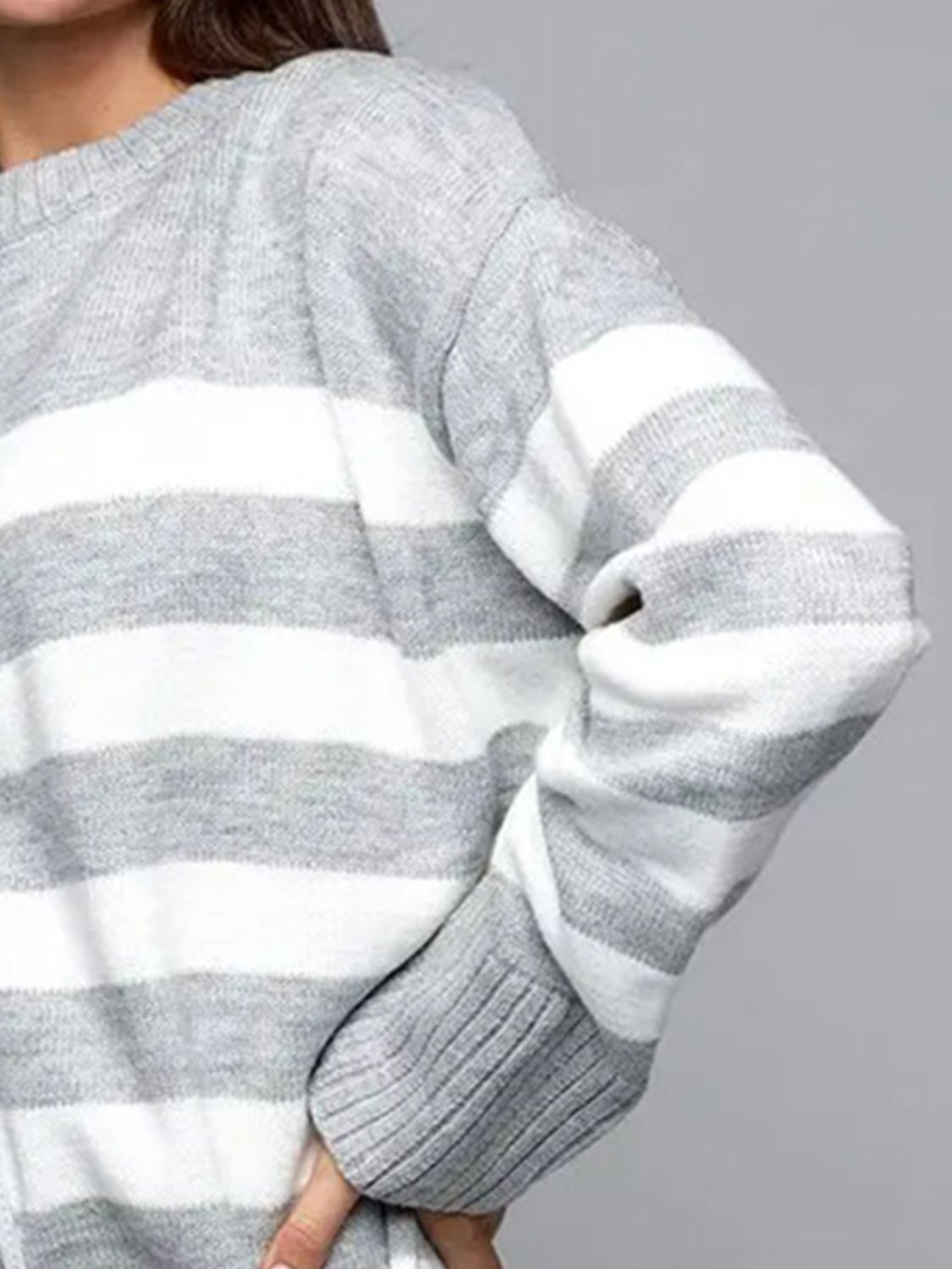 Oversized Striped Crew Neck Sweater