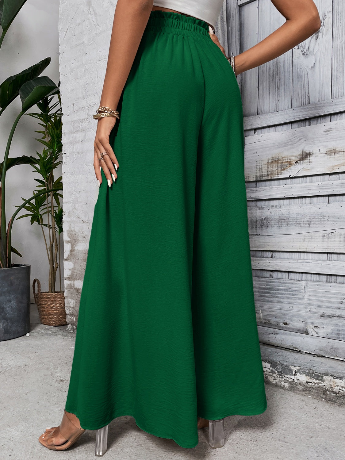 Honey Tied High-Waist Wide-Leg Pants