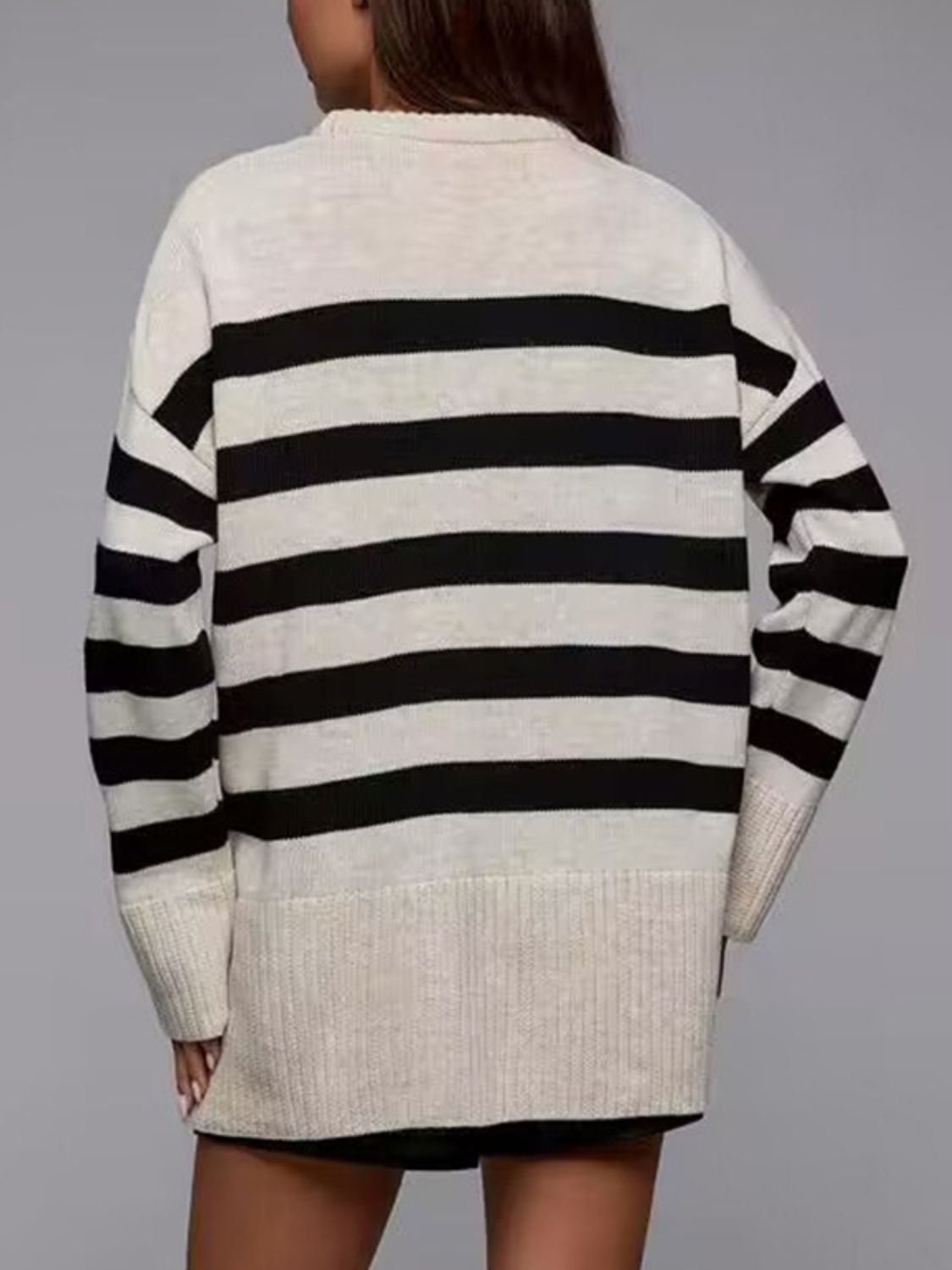 Oversized Striped Crew Neck Sweater