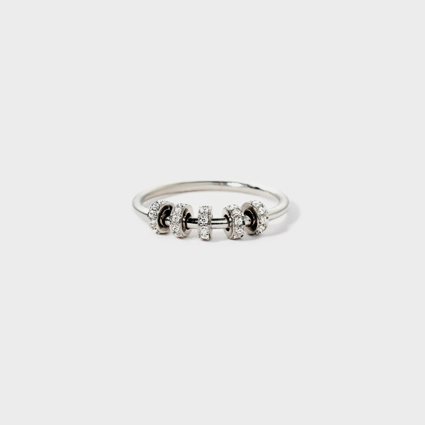 Inlaid Zircon 925 Sterling Silver Fidget Ring