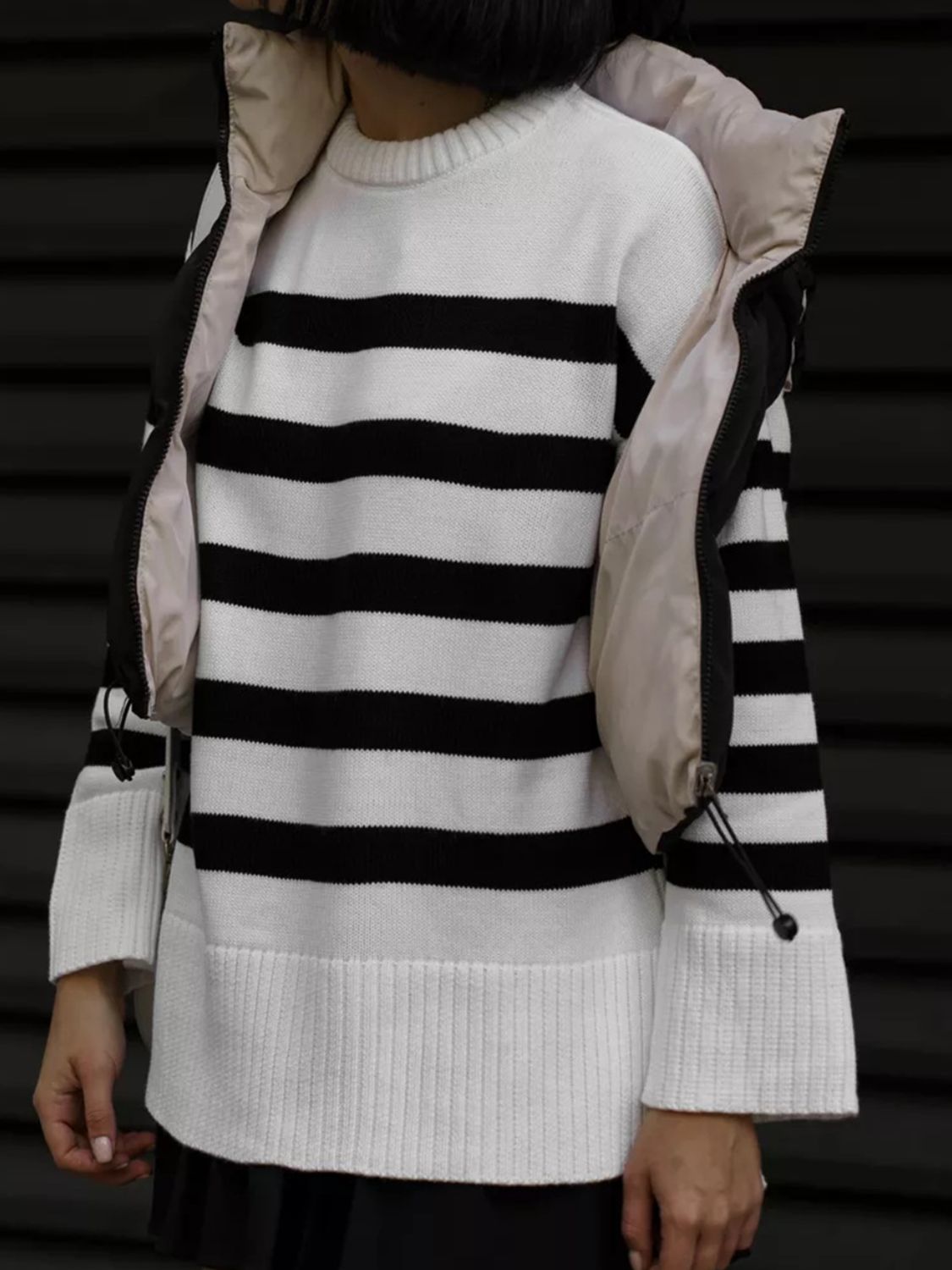 Oversized Striped Crew Neck Sweater