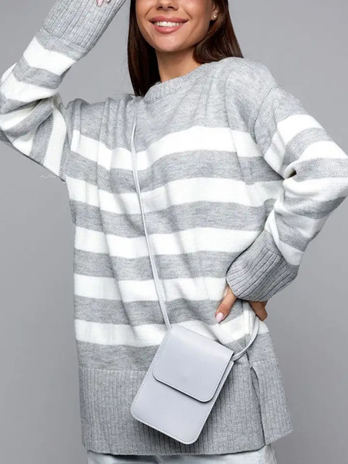 Oversized Striped Crew Neck Sweater